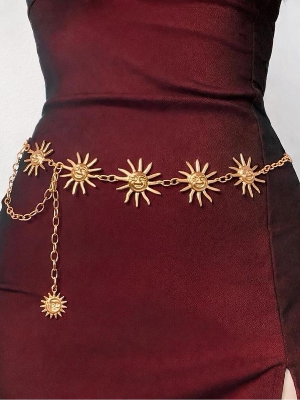 GOLD Gothic Medium Size Sun Celestial Cosmic Hippy Punk Metal